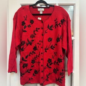 Vintage Heirloom Collectibles Cardigan Sweater Embroidered 90's Y2K Size 22 NWT
